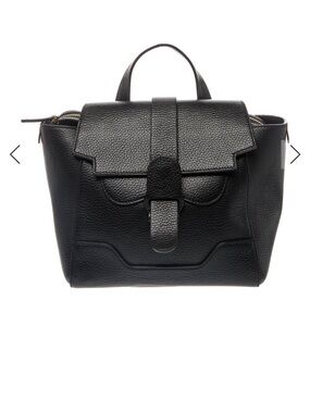Senreve Black Pebbled Leather Mini Backpack Tote